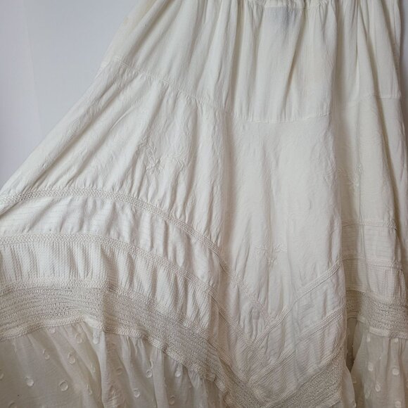 L'POGEE Boho Asymmetrical White Skirt Eyelet Detail & Crochet Layers Drawstring - Picture 14 of 16